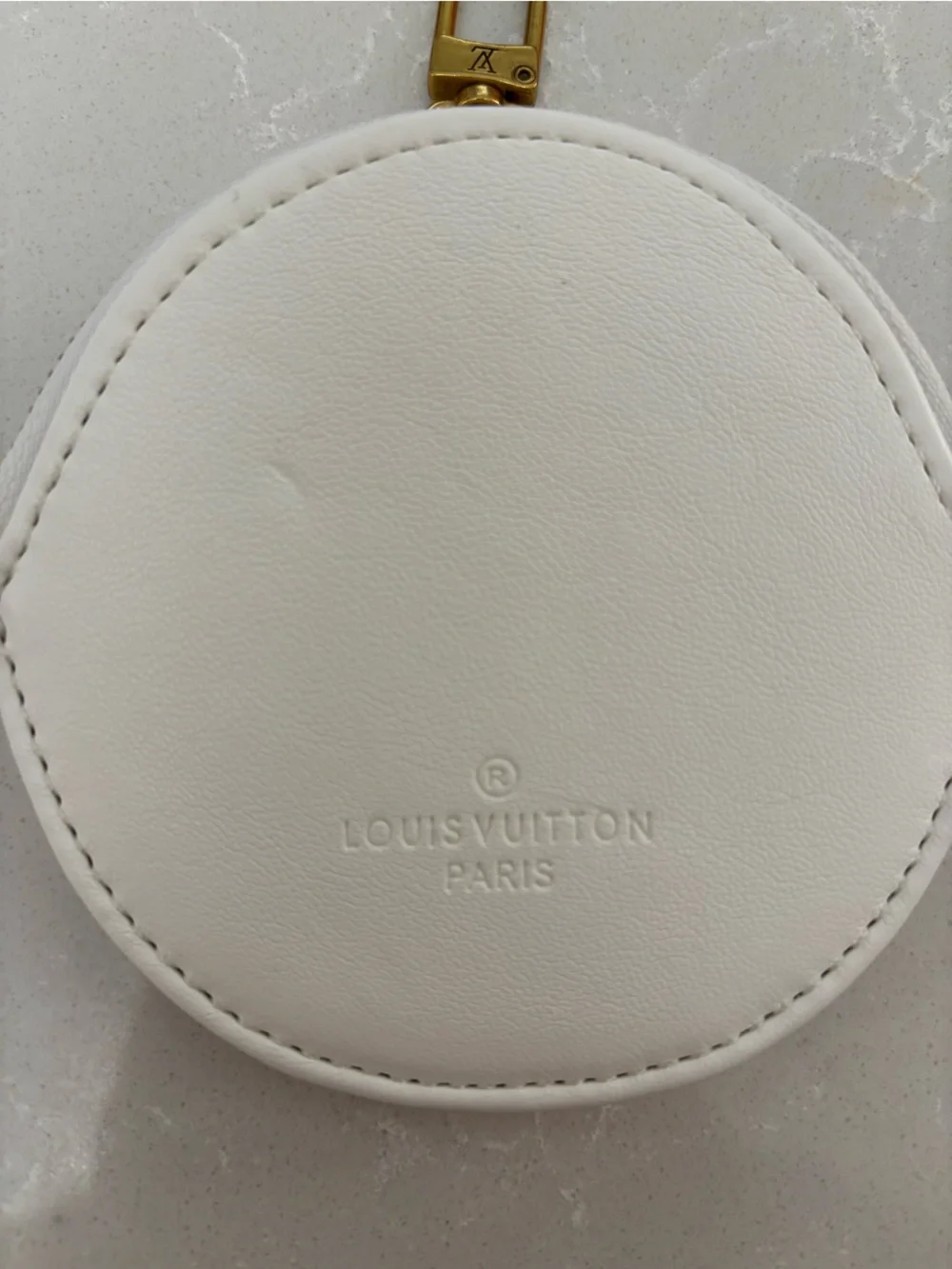 Louis Vuitton Paris Quilted Round Coin Pouch with Gold Hardware